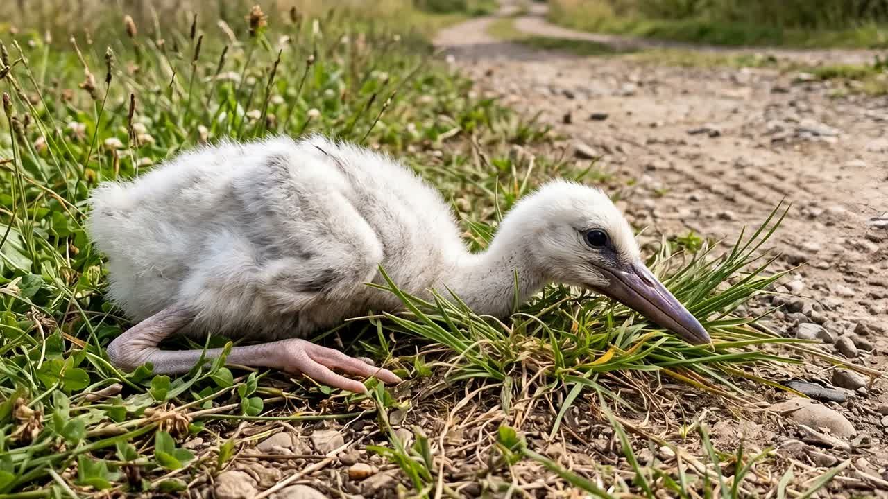 A Baby Stork Gets Help