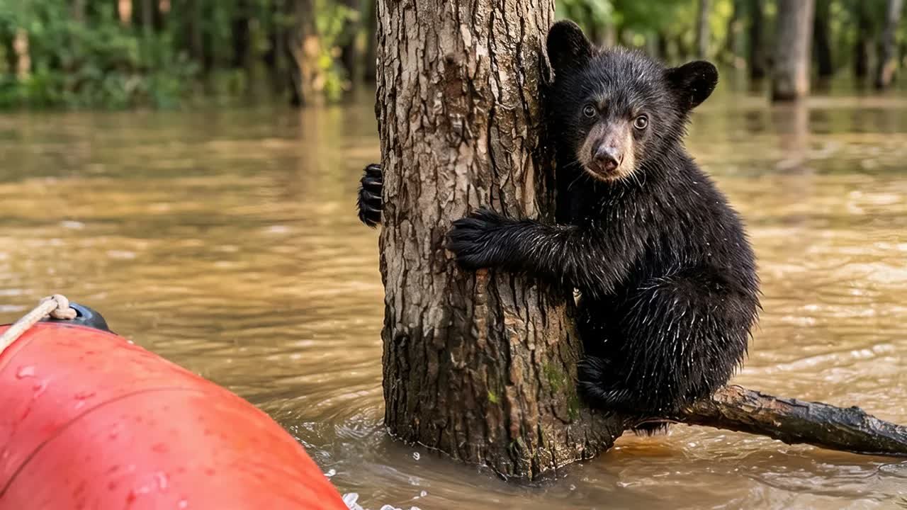 Rescue of a Little Bear After the Flood